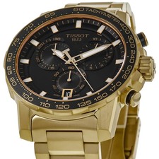 New Tissot Supersport Chrono Black Dial Gold Men's Watch T125.617.33.051.01 2