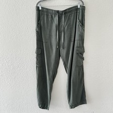 Sanctuary Cropped Cargo Pants Green Drawstring Elastic Waist Women  s Size XL