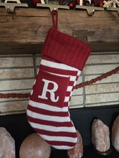 Target Wondershop Letter R Knit Monogram Christmas Stocking Red White Striped
