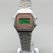 Timex Digital Watch Womens 25mm Stainless Steel Bracelet Pink 30M TW2T48500