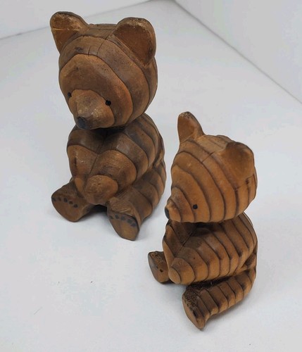 Japanese Kokeshi Doll Bear Ainu Cedar Cypress Wooden Craft Carving Figurines - Picture 2 of 5