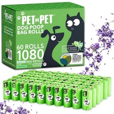 Pet N Pet 1080 Green Poop Bags for Dogs, 41 Plant Based  59 PE Extra Thick