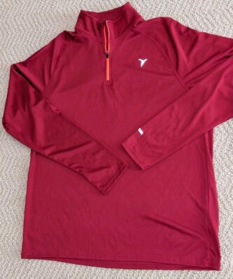 Old Navy Active Mens Shirt Sz L Red 1/4 Zip Pullover Long Sleeve Running Shirt 