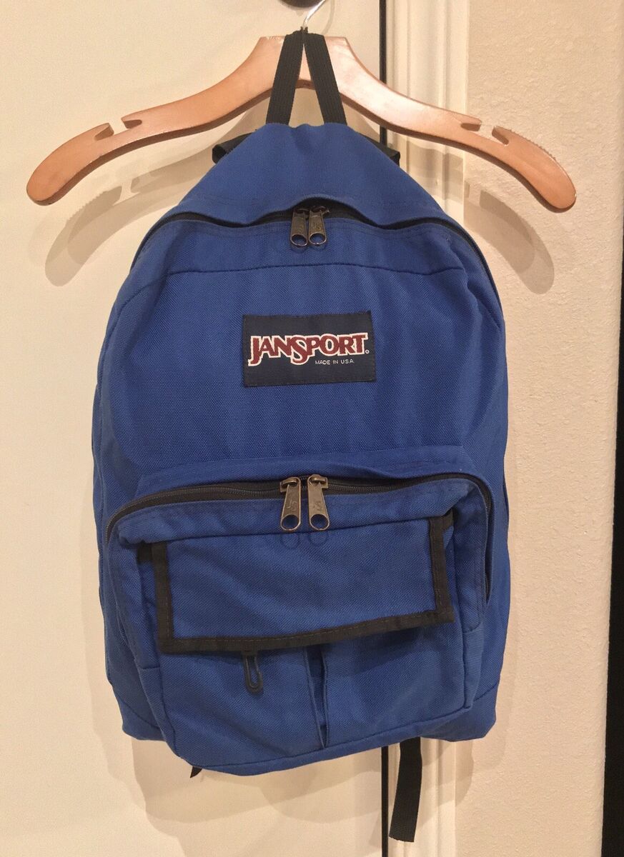 VINTAGE Jansport Backpack Zip Blue Made In USA 3 Pocket VINTAGE Jansport Backpack Zip Blue Made In USA 3 Pocket