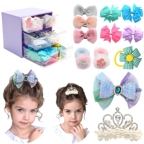Hair Accessories for Girls Pack of 12 Including Hair Clips for Girls Pony Tai...