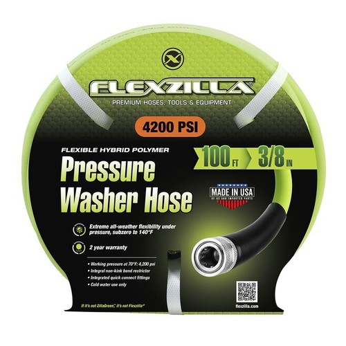Flexzilla Pressure Washer Hose 3/8 in x 100 ft 4200 PSI Cold Water No