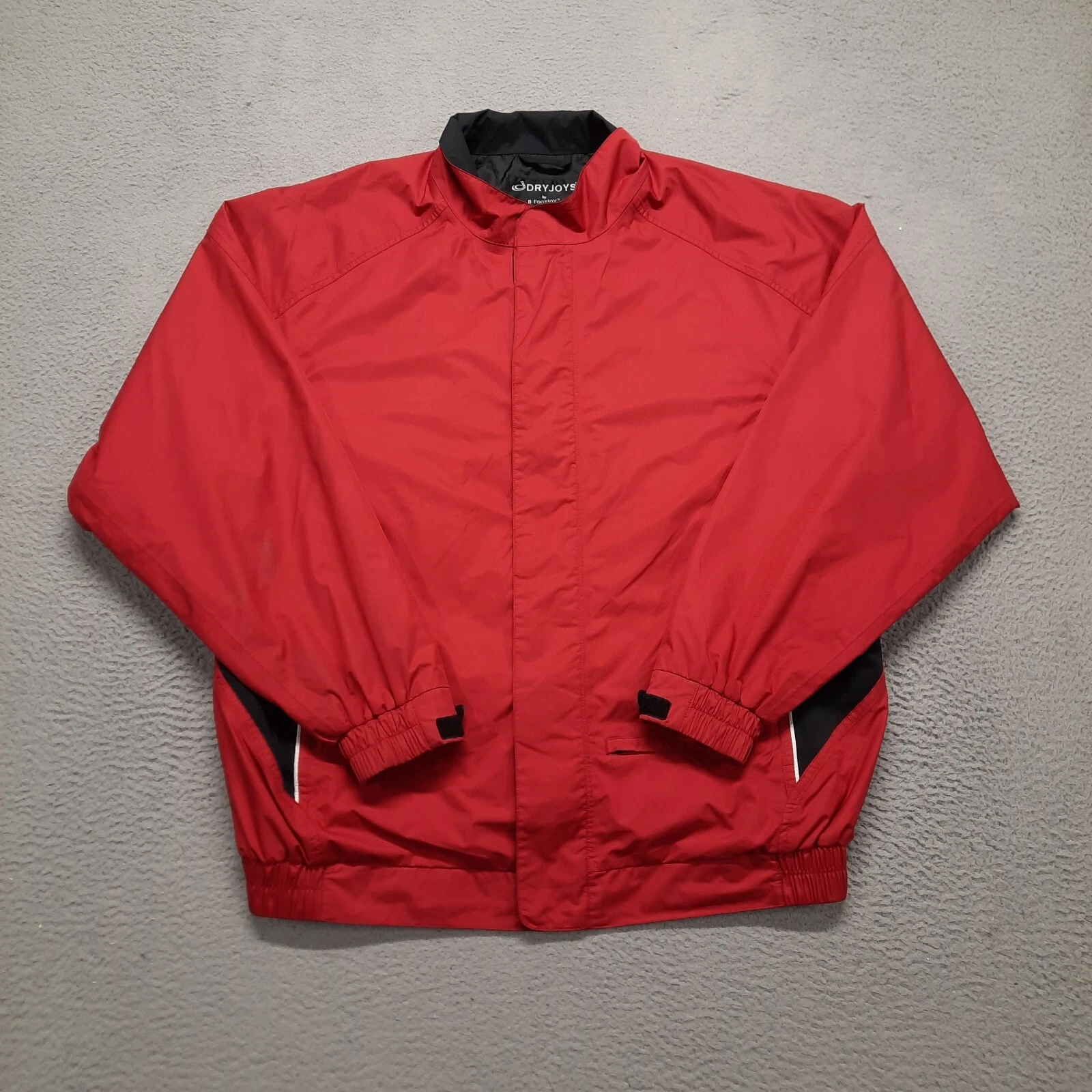 Footjoy Dryjoys Windbreaker Jacket Mens XL Red Black Golf Lined Long Sleeve Tour