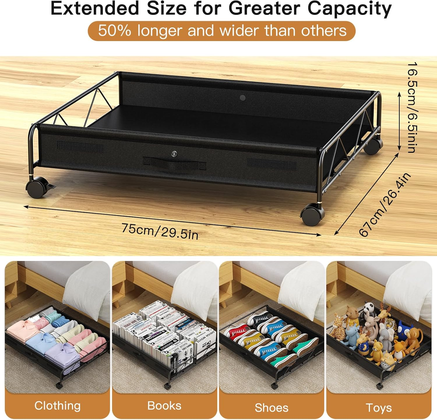 75L Large Underbed Storage Bins with Wheels for Efficient Space Organization-image