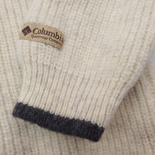 VTG Columbia Sweater Mens Extra Large Cream Wool Cable Knit Ribbed Quarter Zip - Picture 3 of 13