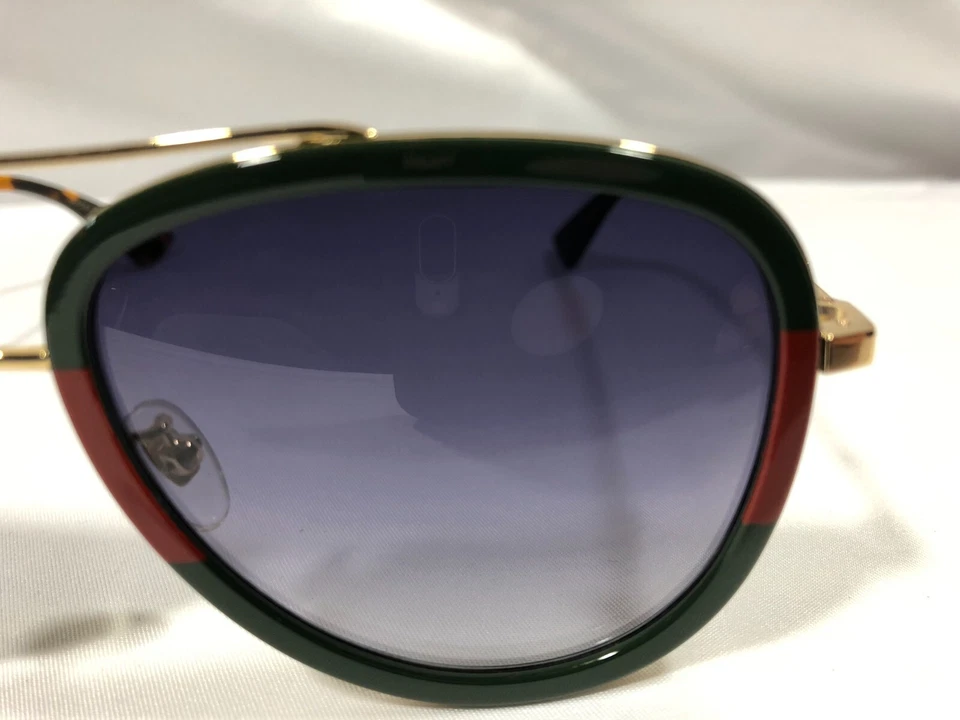 Auténticas Nuevas Gafas de Sol Gucci GG0062S 003 Aviador en Lentes Verde/Rojo Gris Foto 4 de 4