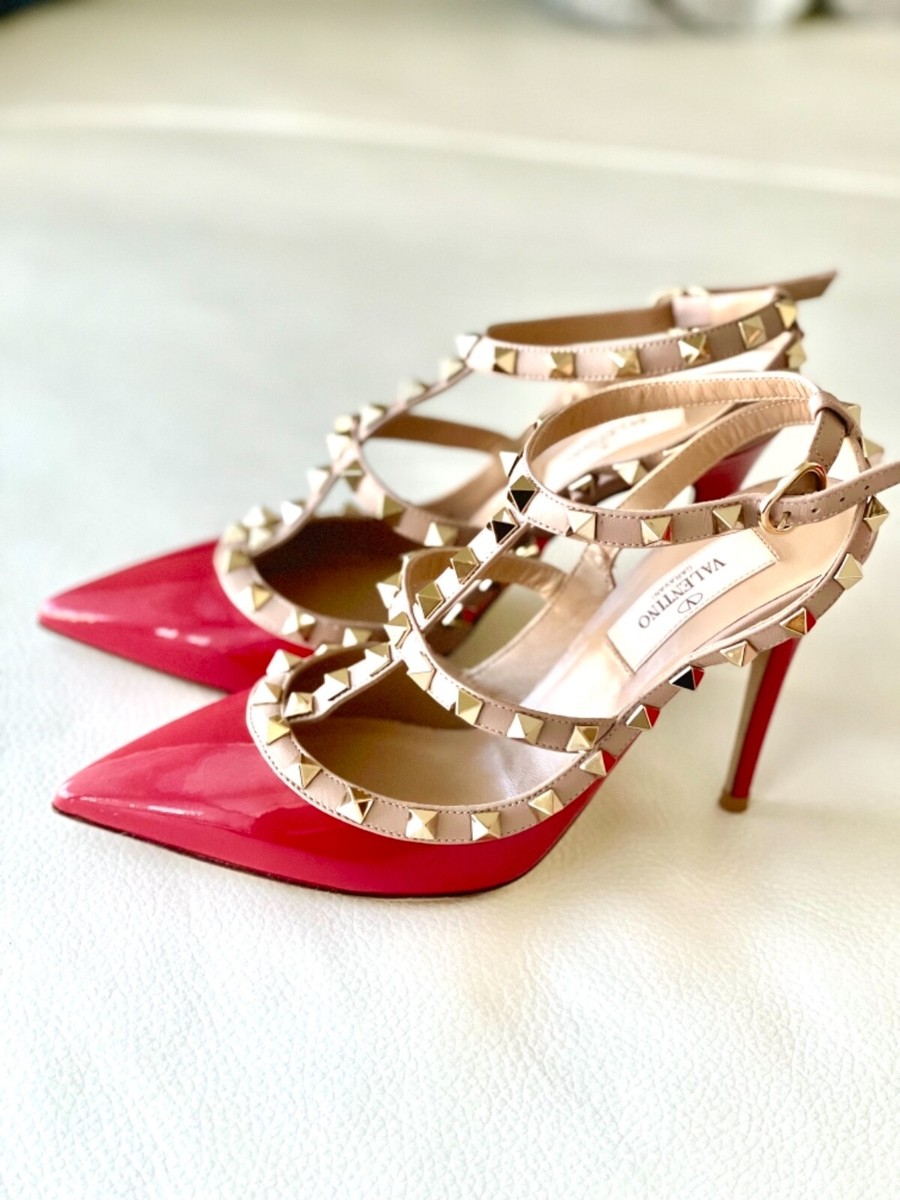 valentino rockstud cage heels 100mm size IT 36 Red | eBay