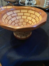 handcrafted artisan segmented wood bowl and chip dip server combo 2 piece set