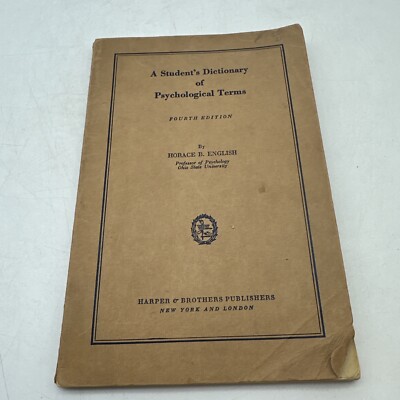 Vintage - A STUDENT'S DICTIONARY OF PSYCHOLOGICAL TERMS - Horace B. English 1934