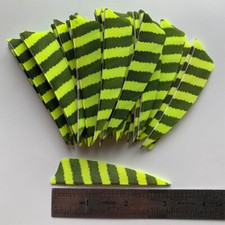 50PCS 3inch Striped Fluorescent Yellow Shield Fletches Feathers RW LW