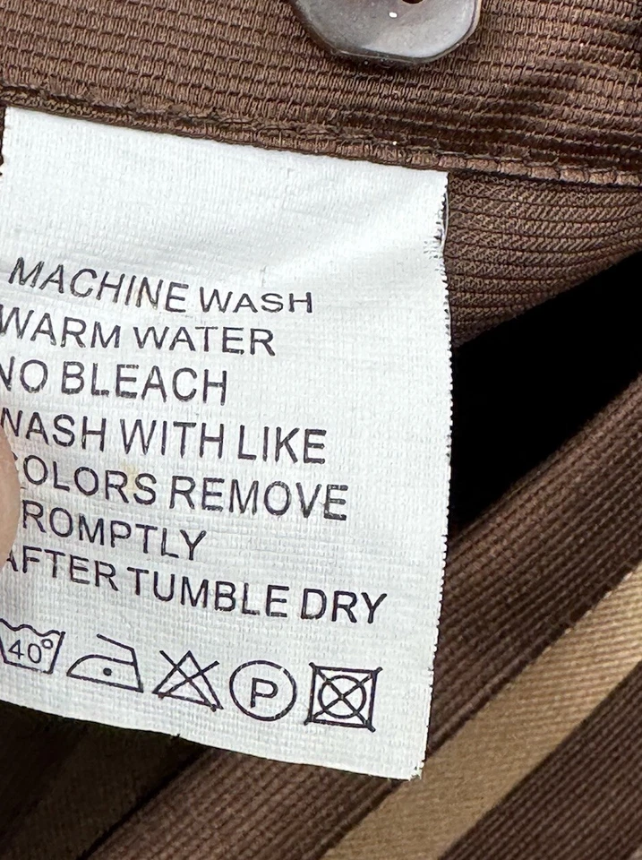 LEONARDI 意大利衬衫男式 S 棕色长袖纽扣条纹 — 第 4/4 张图片