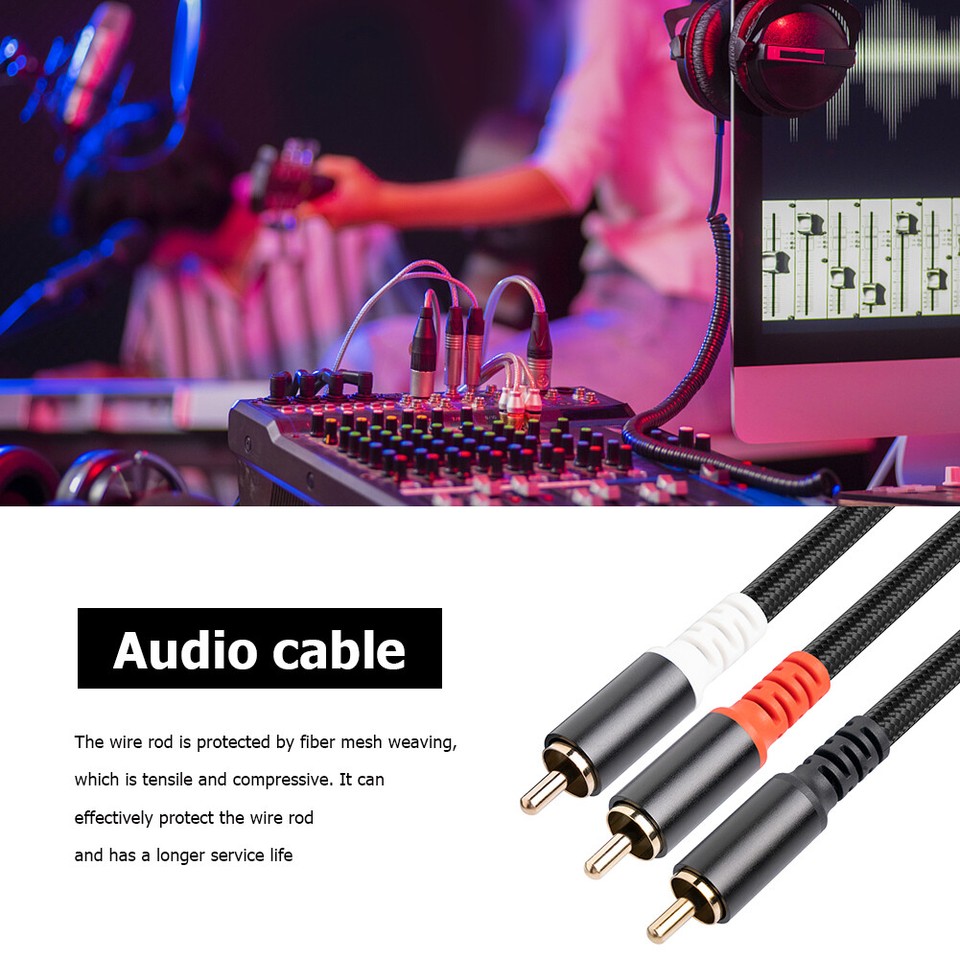 1/2/3/5M Subwoofer Y Cable Auxiliary Audio Cord for TV Amplifier DVD