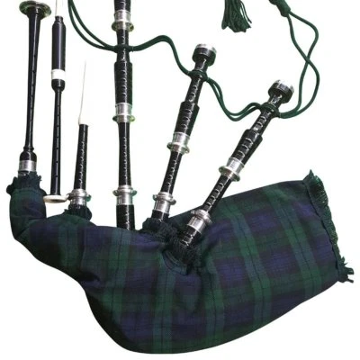 HW Écossais Highland Grande Cornemuse Rosewod Noir Couleur Argent /
