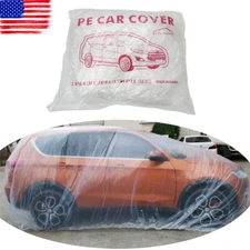 1-50PACK Universal Clear Plastic Disposable Car SUV Cover Temporary Rain Dust US