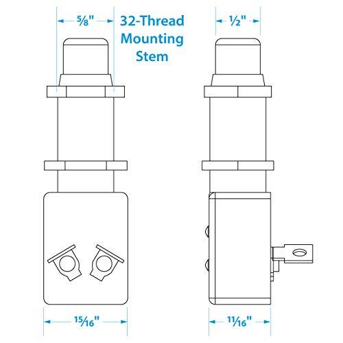 Seachoice 2-Position Push Button Starter/Horn Switch,Silver - Picture 9 of 10