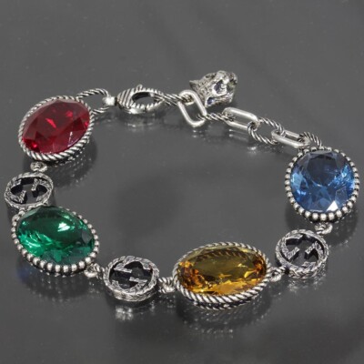 GUCCI Multicolor Armband Silber 925 Rot Blau Gelb Grün Gebraucht