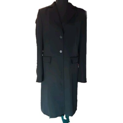 DKNY Women's Black Pocket Button Trench Coat Size 10