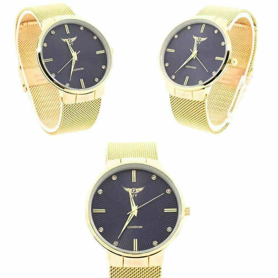 Reloj de vestir retro de malla milanesa de acero inoxidable para hombre esfera redonda impermeable regalo Foto 2 de 4