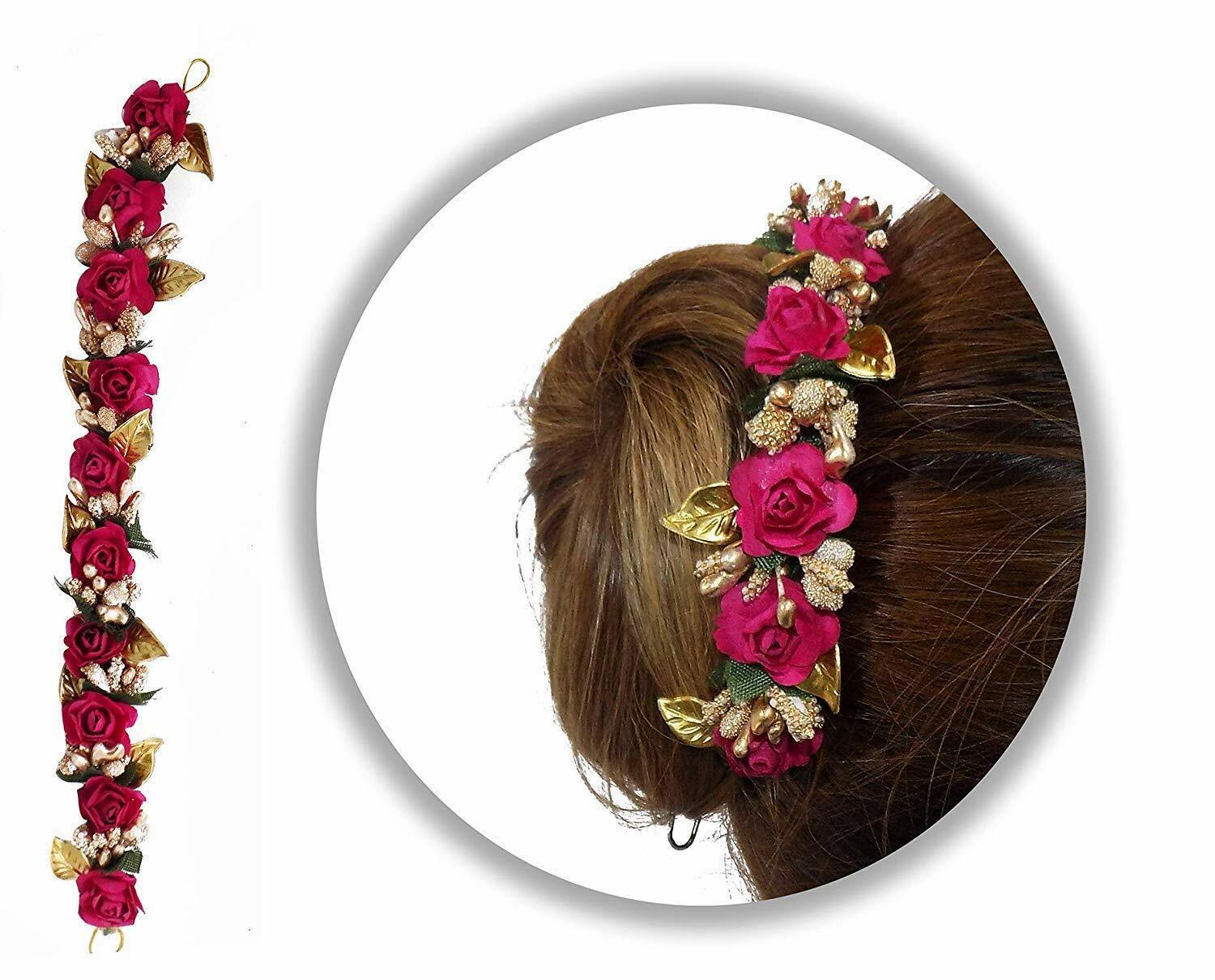 INDIAN Bridal Artificial Flower Bun Hair Gajra Women in Multicolor For  Wedding | eBay