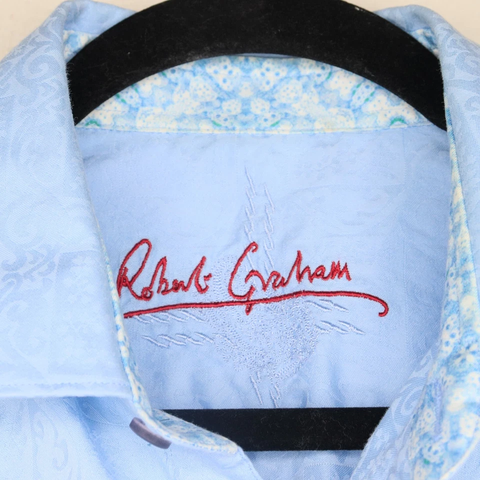 Robert Graham Shirt Mens Size Medium Blue Button Up Long Sleeve Flip Cuff Office - Image 3 of 4