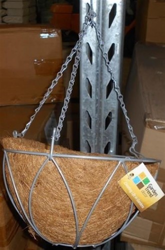 High Quality 30cm Traditional Wire Round Hanging Basket Planter with Coco Liner - Picture 2 of 2
