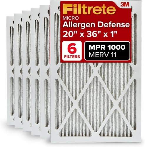 Filtrete 20X36X1 Furnace Air Filter, MERV 11, MPR 1000, 6 Pack