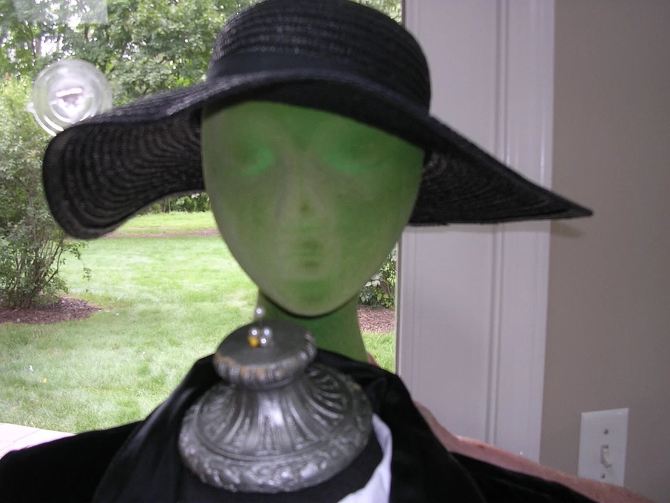 #D 4 pc Elphaba Witch Costume ~ Black Velvet Jacket, black skirt, hat, blouse M - Image 2 of 4