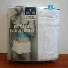 Stafford 6-Pack Men's Big  Tall 100 Cotton Full-Cut White Briefs Size 48