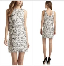 Alice + Olivia Tegan black/white tiered sheath mini dress size 2