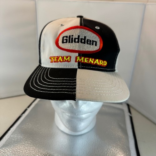 Glidden Racing Hat Team Menard NASCAR INDY Cap Adjustable Black White Checkered