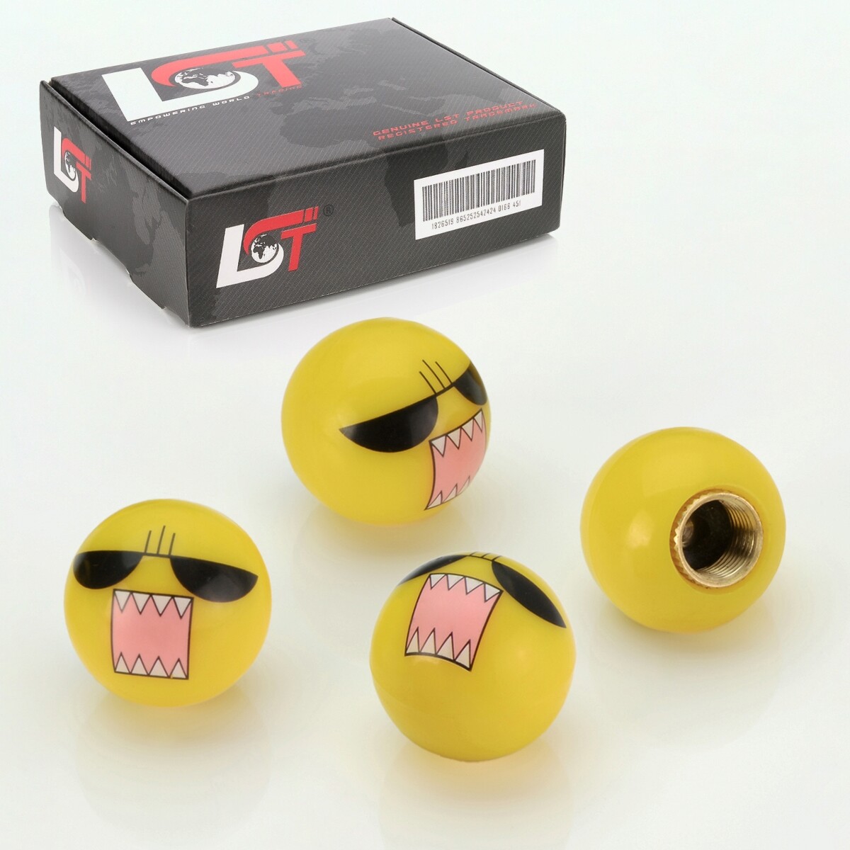 4x Valve Caps Tire Valve Cover Ball Smiley Angry Yellow for LANCIA