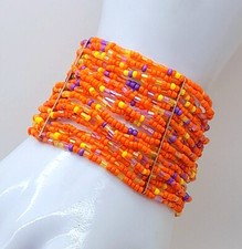 B149 Orange multi color Handmade glass seed Beaded stretch fashion Bracelets