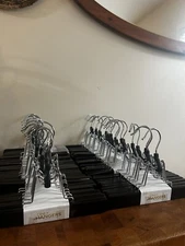 Huge Lot Of 40 -  9" Wooden Pant Hangers Vintage Style New Only Hangers Clamp