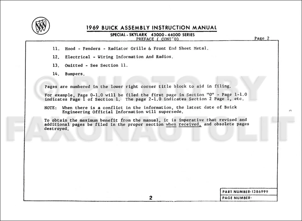 Buick Skylark 1969 especial y manual de montaje GS 69 Gran Sport 350 400 de fábrica Foto 3 de 3