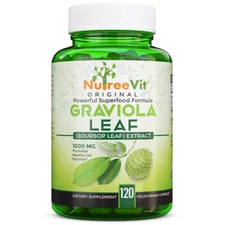 Pure 100% Organic Graviola Soursop Leaf VEGGIE CAPSULES (1000 MG)