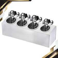 Commercial Utensil Holder Stainless Steel Cylinder Flatware Silverware 4 Holes