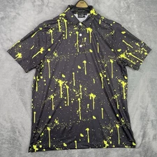 Sunday Swagger Shirt Men Medium Polo Black Paint Splatter Print Golf Performance