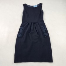 PRADA Dress Ribbon Motif Stretch Fabric Gathered Black Dress Size 38 M W5229