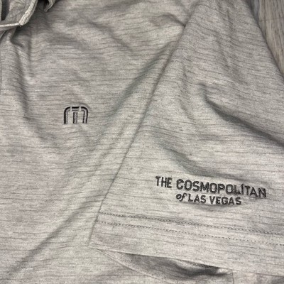 Travis Matthew Golf Gray Logo Polo Shirt The Cosmopolitan Las Vegas Size Medium
