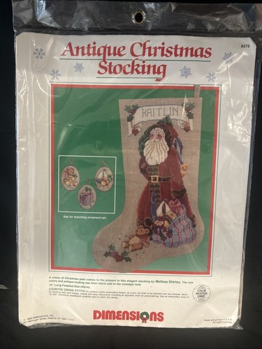New Vintage Dimensions Antique Christmas Santa Stocking Counted Cross Stitch Kit