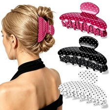 3 PCS Polka Dot Hair Claw Clip for Women, Acrylic Non-Slip Jaw Clip, Small Me...