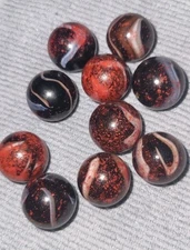 Big Lot Vacor Mega Marble Player Vampire Lot 5/8" Black Base Red Splatters Speck