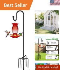 62" Shepherds Hooks for Outdoor, Bird Feeder Pole with 5 Prong Base, Adjustab...