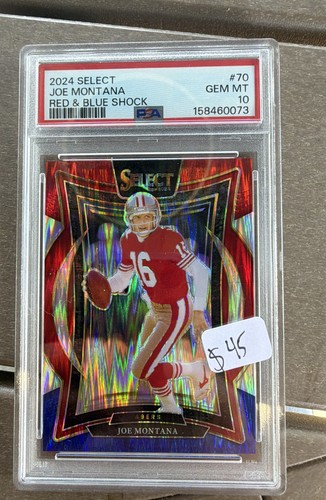 2024 Panini Select - Concourse Joe Montana #70 Red & Blue Shock Prizm