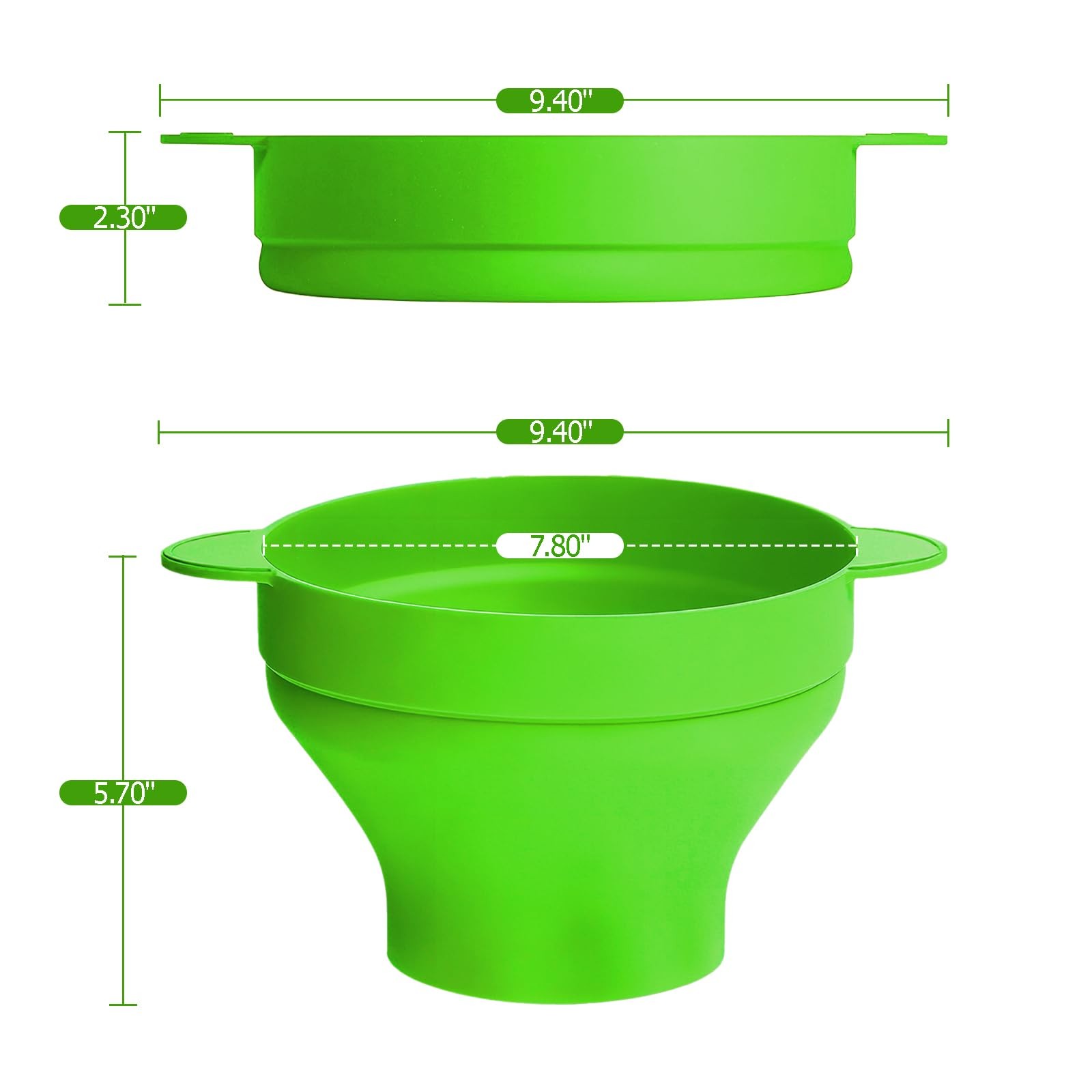 Microwave Silicone Popcorn Popper Bowl - 16-Cup Collapsible Popcorn Maker wit...