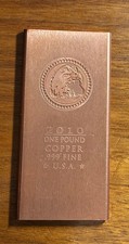 COPPER BAR - 2010 - ONE POUND- 1 Bar, .999 FINE-USA- EAGLE STAMP